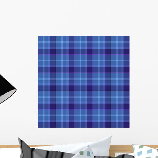 Blue Colored Tartan Seamless Wall Decal