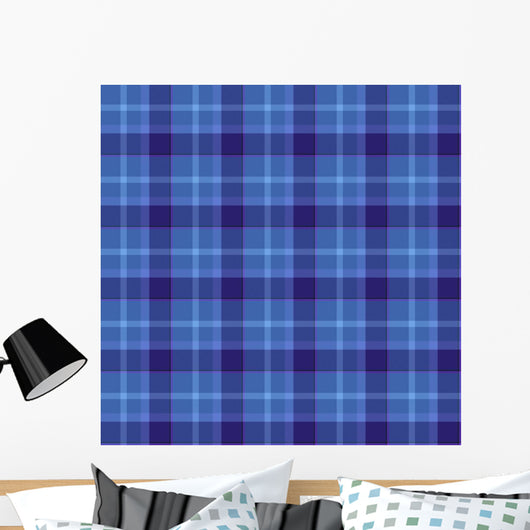 Blue Colored Tartan Seamless Wall Decal