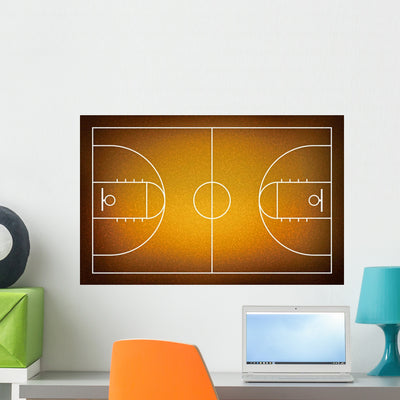 Basketball Court Wall Decal shown on a wall