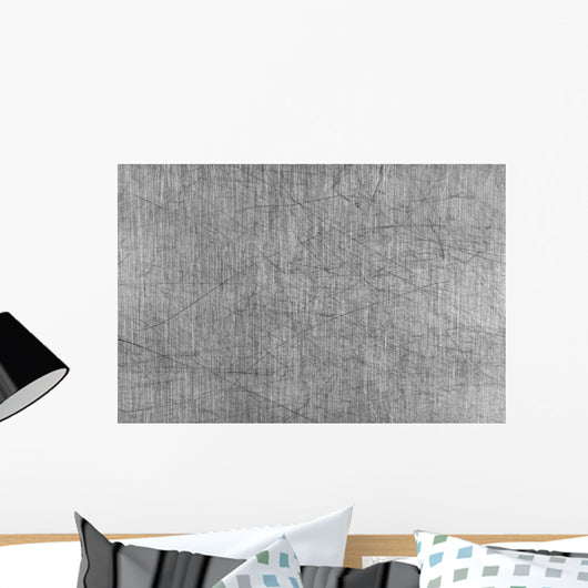 Grey Scratched Aluminum Table Wall Decal