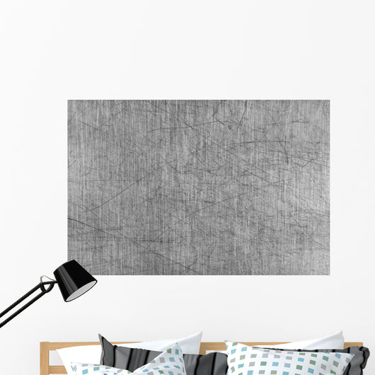 Grey Scratched Aluminum Table Wall Decal