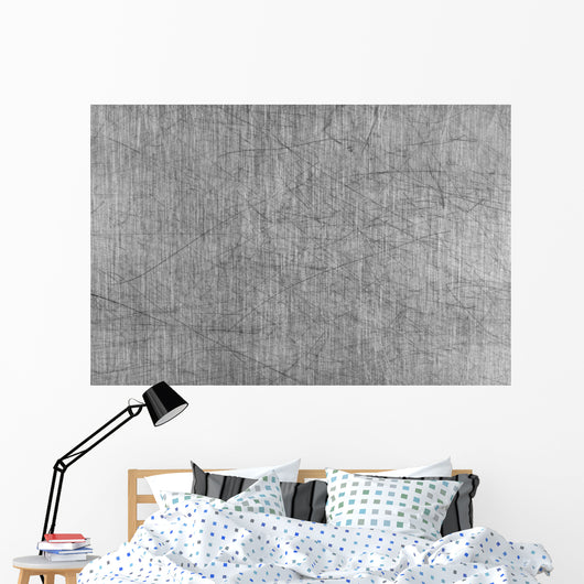Grey Scratched Aluminum Table Wall Decal