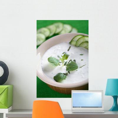 Yogurt Soup with Cucumber Wall Decal shown on a wall