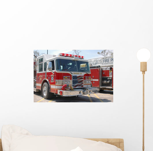 Fire Engines Patriotic Grill Wall Decal