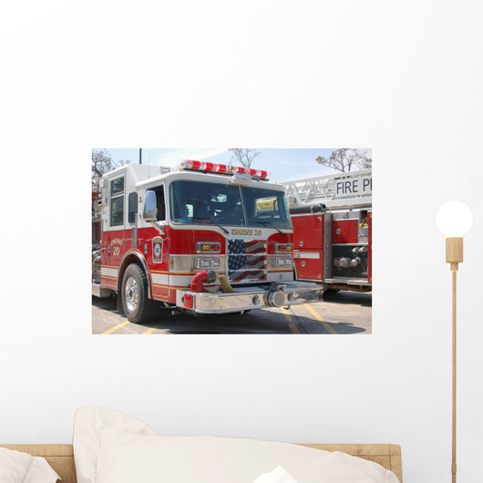 Fire Engines Patriotic Grill Wall Decal