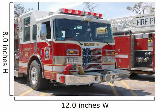 Fire Engines Patriotic Grill Wall Decal