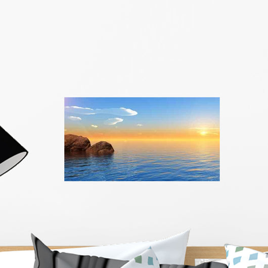 CG Render Ocean Stones Wall Decal