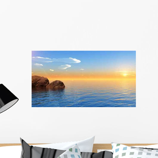 CG Render Ocean Stones Wall Decal