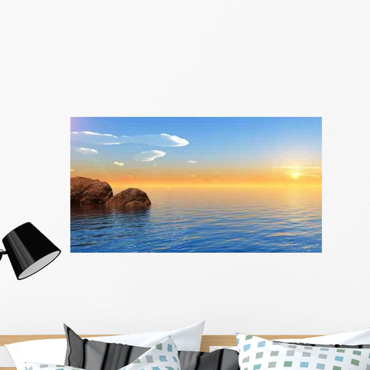 CG Render Ocean Stones Wall Decal