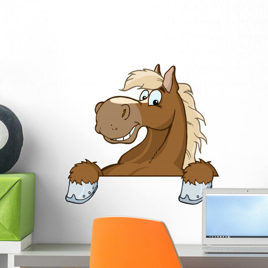 Horse Mascot Cartoon Head Wall Decal