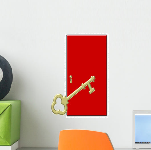 Red Door with Large Wall Decal