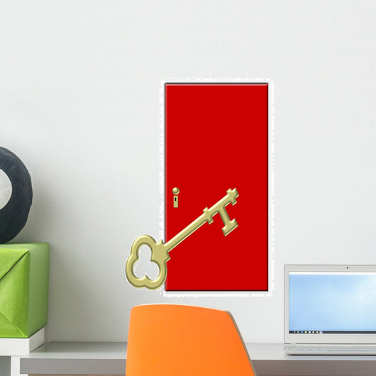 Red Door with Large Wall Decal