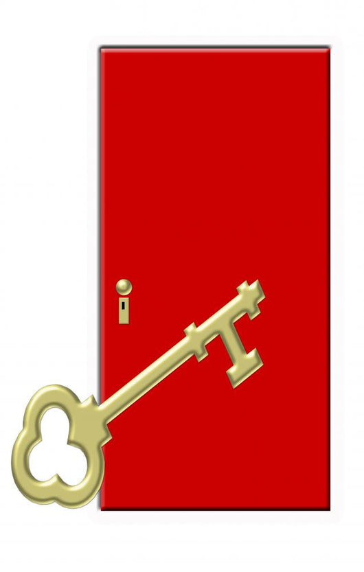 Red Door with Large Wall Decal