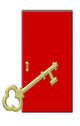 Red Door with Large Wall Decal