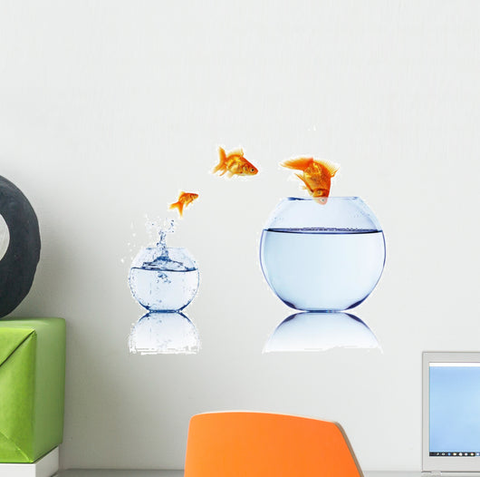 Gold Fish Fishbowl Wall Decal Design 2