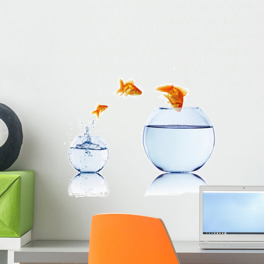 Gold Fish Fishbowl Wall Decal Design 2