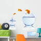 Gold Fish Fishbowl Wall Decal Design 2