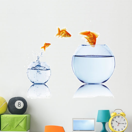 Gold Fish Fishbowl Wall Decal Design 2