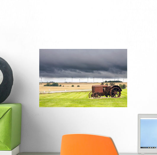 Old Rusty Tractor with Wall Decal