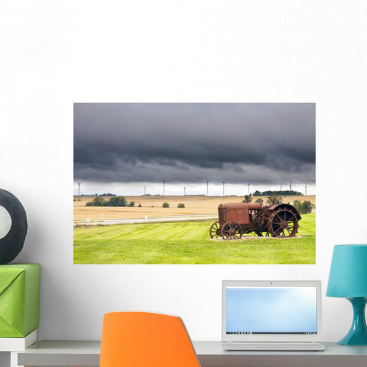 Old Rusty Tractor with Wall Decal