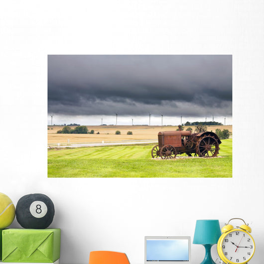 Old Rusty Tractor with Wall Decal