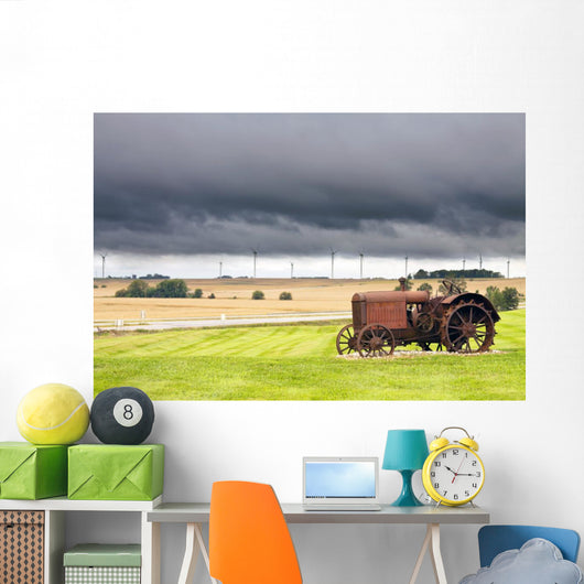 Old Rusty Tractor with Wall Decal