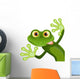 Green Cartoon Frog Sticking to Wall - Wall Decal