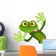 Green Cartoon Frog Sticking to Wall - Wall Decal