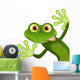 Green Cartoon Frog Sticking to Wall - Wall Decal