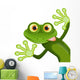 Green Cartoon Frog Sticking to Wall - Wall Decal