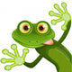 Green Cartoon Frog Sticking to Wall - Wall Decal