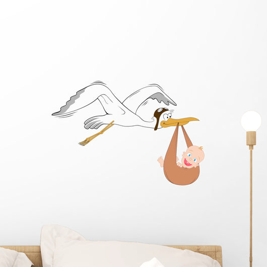 Stork with Baby Wall Decal