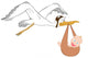 Stork with Baby Wall Decal
