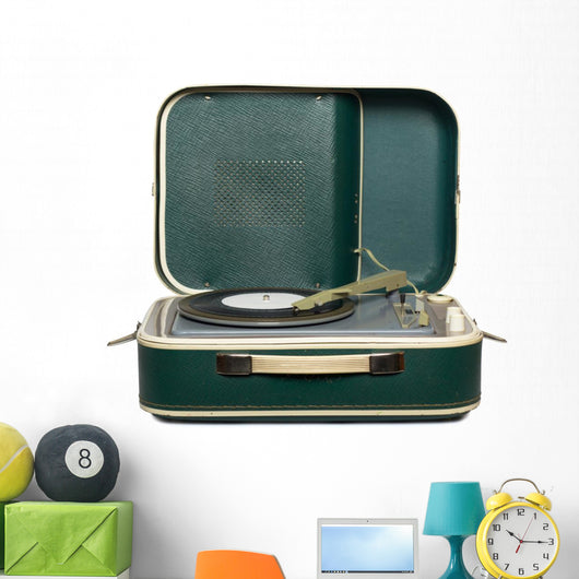 Retro Portable Turntable with Wall Decal