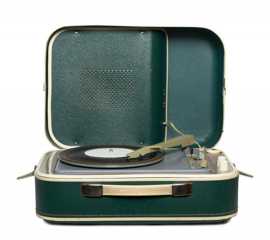 Retro Portable Turntable with Wall Decal
