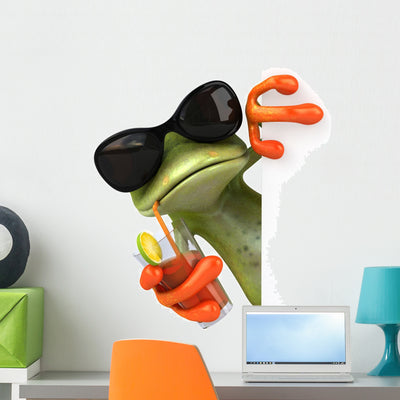 Frog and Holidays Wall Decal shown on a wall