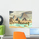 Desert, Oasis, and Pyramids CG Render Wall Decal