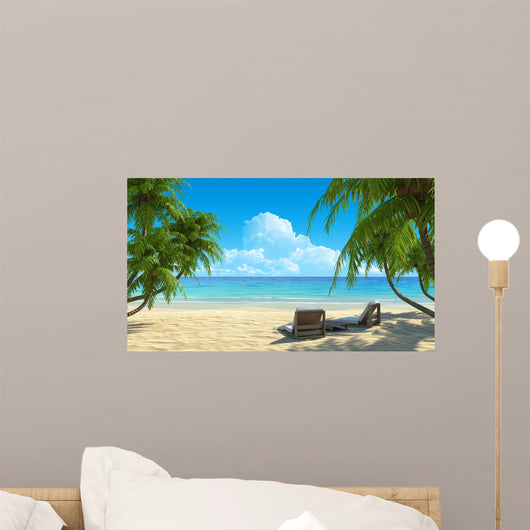 Two Beach Chairs White Wall Decal