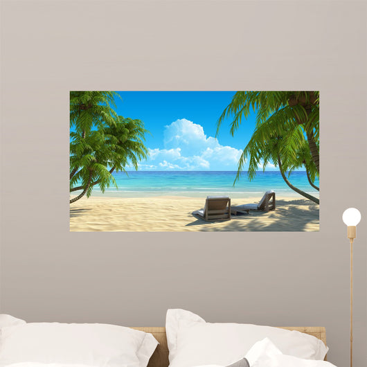 Two Beach Chairs White Wall Decal