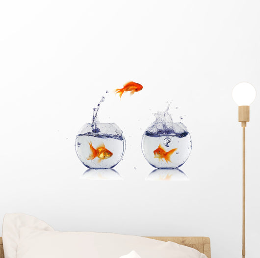 Gold Fish Fishbowl Wall Decal Design 1