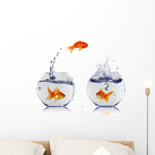 Gold Fish Fishbowl Wall Decal Design 1