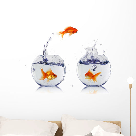 Gold Fish Fishbowl Wall Decal Design 1