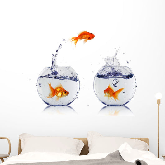 Gold Fish Fishbowl Wall Decal Design 1