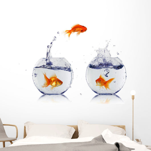 Gold Fish Fishbowl Wall Decal Design 1