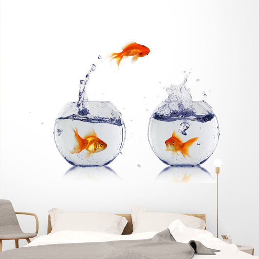 Gold Fish Fishbowl Wall Decal Design 1