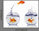 Gold Fish Fishbowl Wall Decal Design 1