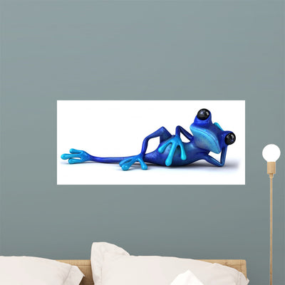 Blue CG Frog Wall Decal shown on a wall