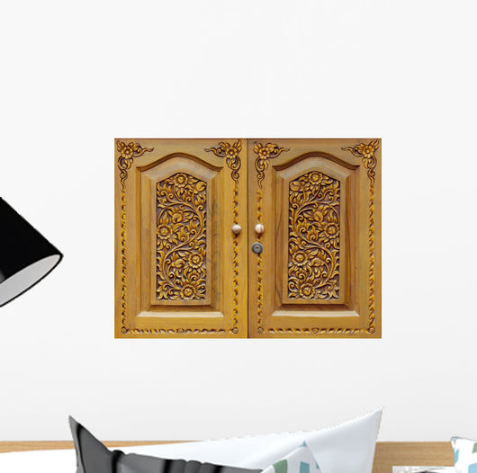 Wooden Carved Doors Closeup Wall Decal