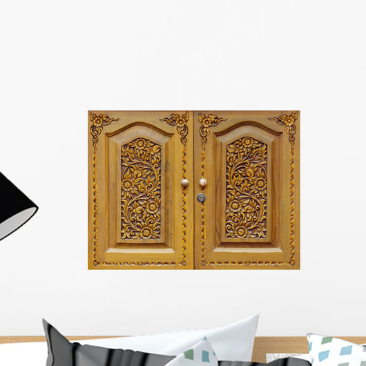 Wooden Carved Doors Closeup Wall Decal