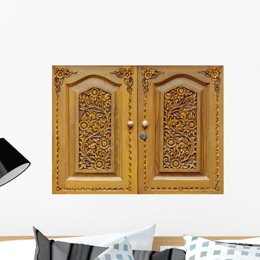 Wooden Carved Doors Closeup Wall Decal